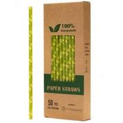 Słomki do napojów - Biodegradowalni Naturalne papierowe słomki do napojów Zielone kiwi 19,7 x 0,6 cm 50 szt. - miniaturka - grafika 1