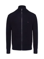 Swetry męskie - Tommy Hilfiger Męski kardigan Mężczyźni Bawełna niebieski jednolity, S - miniaturka - grafika 1
