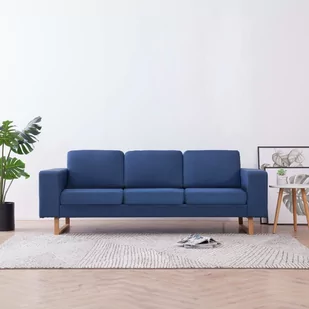 vidaXL vidaXL 3-osobowa sofa tapicerowana tkaniną, niebieska - Sofy i kanapy - miniaturka - grafika 1