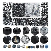 Zestawy biżuterii dla kobiet - Koraliki zestaw DIY do bransoletek i naszyjników mix 900 szt. czarne - miniaturka - grafika 1