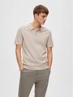Koszulki męskie - Selected Homme Polo 16088649 Beżowy - miniaturka - grafika 1