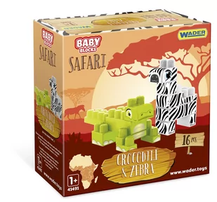 Wader Baby Blocks Safari krokodyl i zebra 16 elementów - Klocki - miniaturka - grafika 1