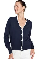 Swetry damskie - Trendyol FeMan Slim Fit Basic kardigan z dzianiny z dekoltem w serek, granatowy, S, granatowy, S - miniaturka - grafika 1
