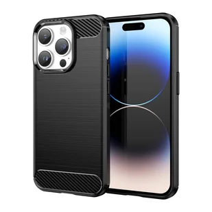 Carbon Case etui iPhone 14 Pro elastyczny żelowy pokrowiec na tył plecki czarny - Etui i futerały do telefonów - miniaturka - grafika 1
