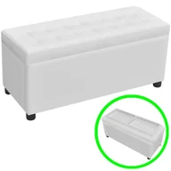 Ławki do przedpokoju - vidaXL Pikowana ławka biała otomana - miniaturka - grafika 1