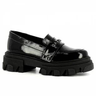 Czarne lakierowane mokasyny z odpinaną ozdobą CARINII - Carinii - Mokasyny damskie - miniaturka - grafika 1