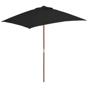 vidaXL Parasol ogrodowy na drewnianym słupku, czarny, 150x200 cm 313884 - Parasole ogrodowe - miniaturka - grafika 8