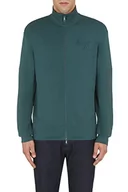 Bluzy męskie - Armani Exchange Męska bluza Monochrome Mock Neck Zip up Sweatshirt Cardigan Sweater, Green Gles, bardzo duża, zielony widelec, XXL - miniaturka - grafika 1