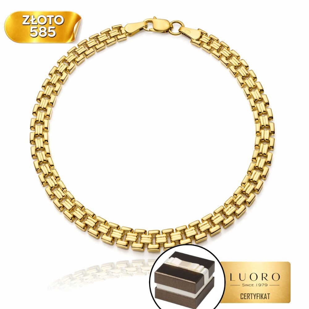 BRANSOLETKA ZŁOTA 585 14K REGULARNY WZÓR 19 CM ŻÓŁTE ZŁOTO ELEGANCKA