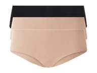 Majtki damskie - esmara® Hipstery damskie cięte laserowo, 3 pary (L (44-46), Czarny/ beżowy) - miniaturka - grafika 1
