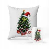 Gadżety dla niej i dla niego - ZESTAW PODUSZKA + KUBEK Grinch święta + IMIĘ 3 - miniaturka - grafika 1