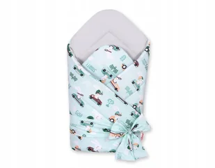 Dwustronny rożek dla niemowląt miękki z wiązaniem - zajączki miętowe/ szary - Rożki i beciki Dwustronny rożek dla niemowląt miękki z wiązaniem - zajączki miętowe/ szary - Rożki i beciki - miniaturka - grafika 1