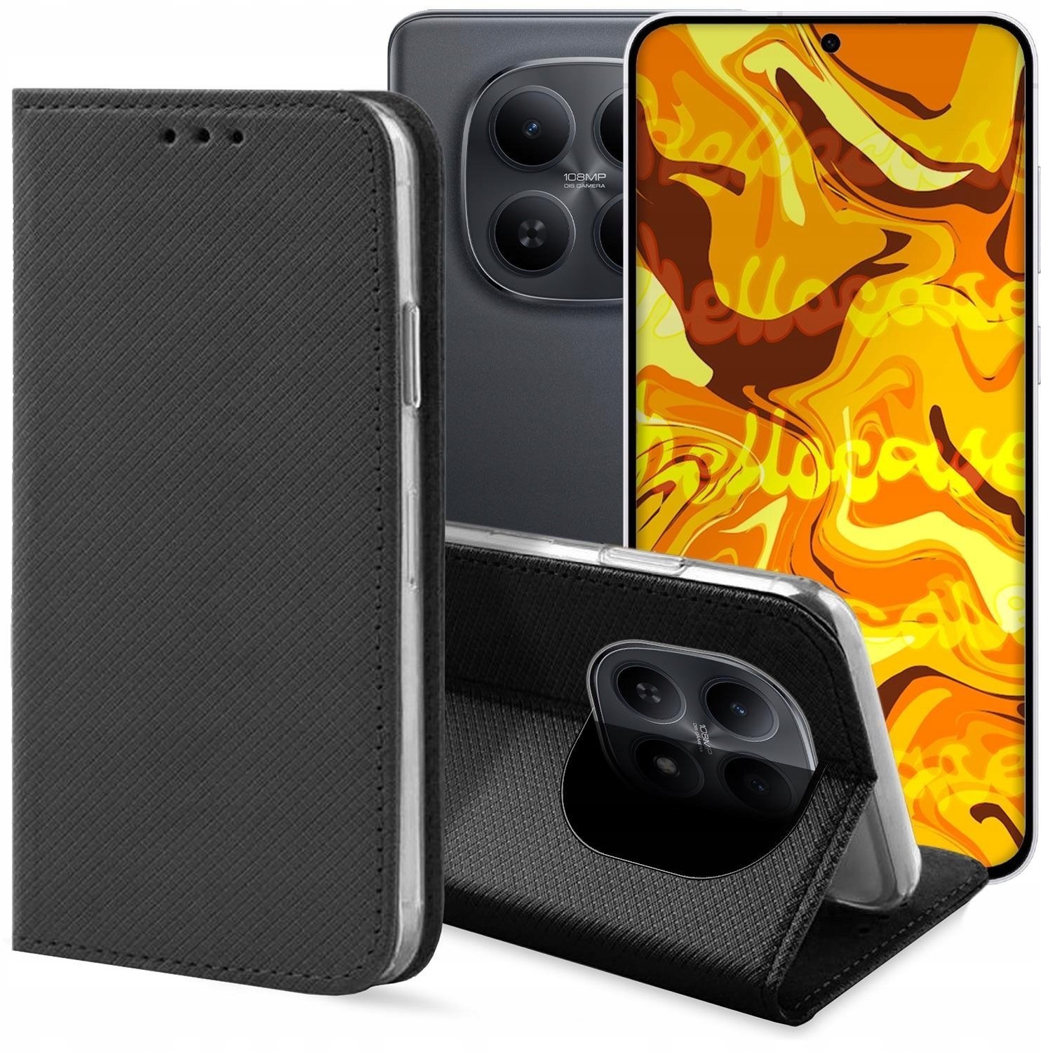 Hello Case Etui z Klapką Do Xiaomi Redmi Note 15 5G Czarne, Zamykane, Magnetyczne