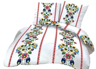 Pościel Z Kory 100% Bawełna 160X200 Wzór Łowicki Czerwony - Pościel - miniaturka - grafika 1
