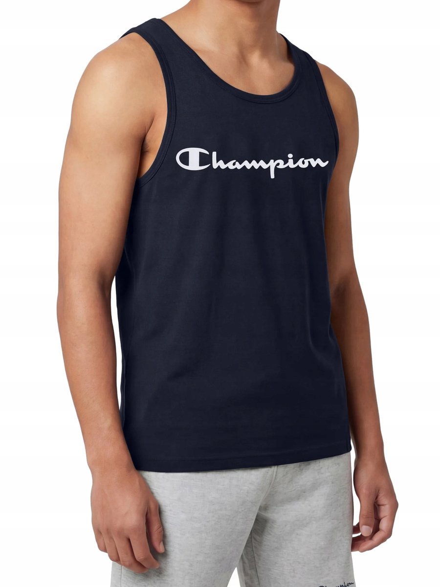 KOSZULKA męska CHAMPION bez rękawów 222282-BS501 granatowa bawełniana XL XL