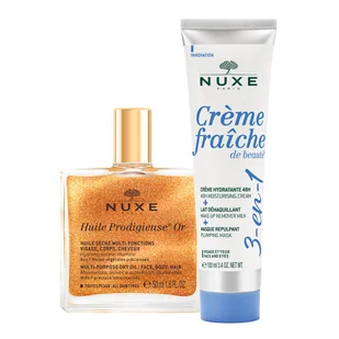 Zestaw Nuxe Huile Prodigieuse Or, suchy olejek ze złotymi drobinkami do ciała, twarzy i włosów, 50 ml + krem nawilżający 3w1, 100 ml za 1 grosz - Zestawy kosmetyków damskich Zestaw Nuxe Huile Prodigieuse Or, suchy olejek ze złotymi drobinkami do ciała, twarzy i włosów, 50 ml + krem nawilżający 3w1, 100 ml za 1 grosz - Zestawy kosmetyków damskich - miniaturka - grafika 1