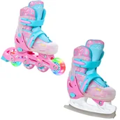 Łyżwy - Rolki Łyżwy figurowe 2w1 Regulowane RAVEN Caramell 30-33 Kółka LED - miniaturka - grafika 1