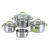 Zestawy garnków i patelni - SSW Zestaw garnków 7el. stal nierdzewna Green Apple rondel garnek pokrywka - miniaturka - grafika 1
