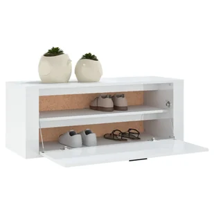 Szafka ścienne na buty, wysoki połysk, biała, 100x35x45 cm - Szafki na buty - miniaturka - grafika 5