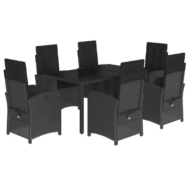 Zestaw Mebli Ogrodowych Rattan PE, Stół 150x90x75 cm, Krzesła Czarne