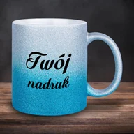 Kubki - Błękitno-srebrny kubek GLITTER z Twoim nadrukiem - miniaturka - grafika 1