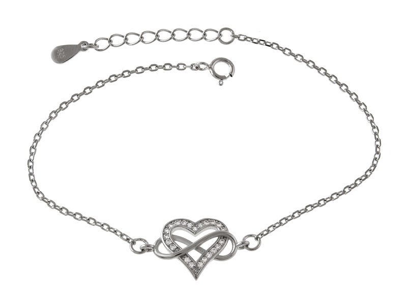 Bransoletka srebrna serce nieskończoność b0968 - 2,1g.