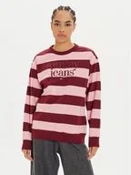 Bluzy damskie - Tommy Jeans Bluza Ess Logo DW0DW19041 Fioletowy Relaxed Fit - miniaturka - grafika 1