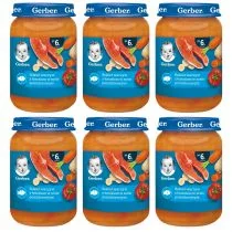Gerber Obiadek bukiet warzyw z łososiem w sosie pomidorowym dla niemowląt po 6 miesiącu zgrzewka 6 x 190 g - Dania dla dzieci - miniaturka - grafika 1
