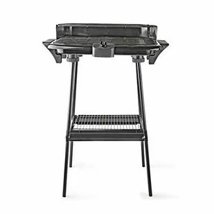 Nedis Grill elektryczny – prostokątny – ze stojakiem – 46 x 28 cm – 2000 W – termostat – kąpiel wodna z aluminium – metal – czarny – styk ochronny/typ F CEE 7/7 0,90 m czarny - Grille - miniaturka - grafika 1