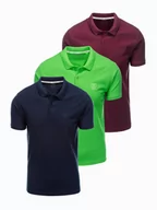 Koszulki męskie - Zestaw koszulek męskich polo z dzianiny pique 3-pak - mix V12 Z28 - miniaturka - grafika 1