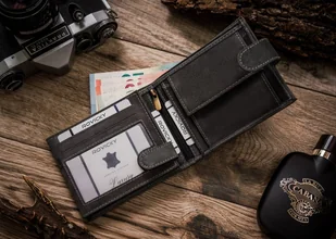 Duży Portfel Męski Z Nubukowej Skóry Naturalnej Lumarko! - Portfele - miniaturka - grafika 8