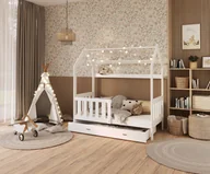 Łóżka dla dzieci i młodzieży - Łóżko domek ELLIE z szufladą w kolorze białym - 80x160 - DREWNO - Biały - miniaturka - grafika 1