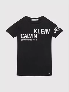 Sukienki i spódniczki dla dziewczynek - Calvin Klein Jeans Sukienka codzienna Hero Logo IG0IG01304 Czarny Regular Fit - grafika 1