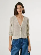 Swetry damskie - Pepe Jeans Kardigan "Claire" w kolorze szaro-lawendowo-żółtym - miniaturka - grafika 1
