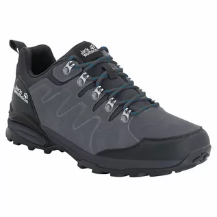 Buty trekkingowe męskie - Jack Wolfskin Buty turystyczne męskie REFUGIO TEXAPORE LOW M grey / black - grafika 1