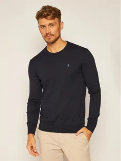 Swetry męskie - Ralph Lauren Polo Sweter Ls Sf Cn Pp 710684957001 Granatowy Slim Fit - grafika 1