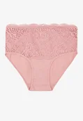 Majtki damskie - Różowe Bawełniane Majtki Figi z Koronkowymi Zdobieniami Idissa - miniaturka - grafika 1