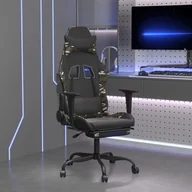 Fotele gamingowe - Lumarko Fotel dla gracza z podnóżkiem, czarny i moro, sztuczna skóra - miniaturka - grafika 1