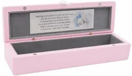 Dewocjonalia - Szkatułka różowa na akt urodzenia Pamiątka na Chrzest Roczek Dedykacja - miniaturka - grafika 1