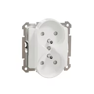 Gniazdka elektryczne - Gniazdo podwójne z uziemieniem Schneider Sedna Design SDD111275 z przesłonami do systemu ramkowego białe Design  Elements - miniaturka - grafika 1