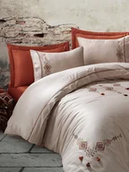 Pościel - PREMIUM Pościel z satyny 200x220 boho TILBE BEJ 100% bawełna egipska - miniaturka - grafika 1