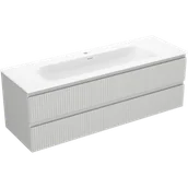 Szafki łazienkowe - Mexen Rivel szafka łazienkowa 140 cm z umywalką Vela, 2 szuflady, ryflowana , szara mat/biała mat - 91A20-14047-2-BFF62-W23M0 - miniaturka - grafika 1