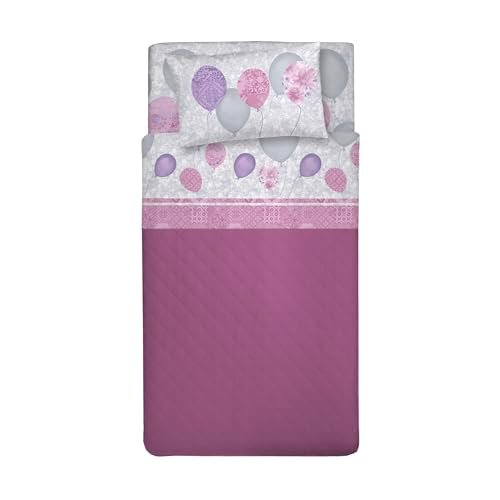 PENSIERI DELICATI Komplet pościeli jednoosobowej 100% bawełna, komplet pościeli na łóżko jednoosobowe 90 x 200 cm, z prześcieradłem wierzchnim i 1 poszewką na poduszkę, wyprodukowano we Włoszech, wzór