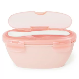 Skip Hop Zestaw pojemnik+łyżka Easy-Serve Grey/Soft Coral - Pojemniki kuchenne - miniaturka - grafika 1