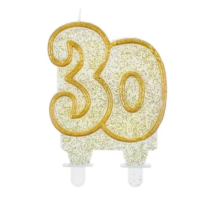 GoDan Świeczka na tort "30", złoty kontur, 8 cm SF-CZ30 - Urodziny dla dorosłych - miniaturka - grafika 5
