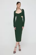 Sukienki - Patrizia Pepe sukienka kolor zielony midi dopasowana - miniaturka - grafika 1