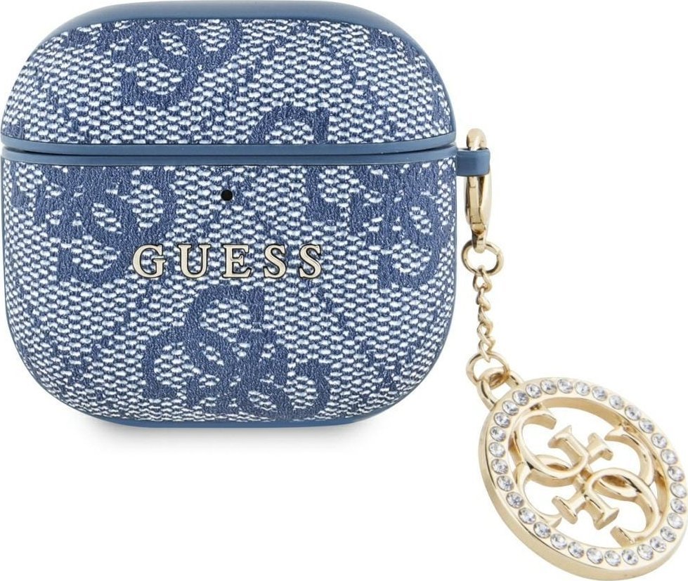 Etui Guess 4G Strass Charm do AirPods 4 niebieski