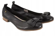 Baleriny - Maciejka P6802-01 czarne baleriny skórzane z kokardą modne r.39 - miniaturka - grafika 1