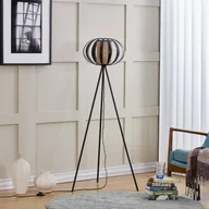 Lampy stojące - Lampa podłogowa Lindby Tamira, czarna, rattan, 143 cm wysokości, E27 - miniaturka - grafika 1