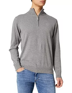 GANT Classic Cotton Half Zip Sweter Męski, Ciemnoszary Mieszany, XXL - Swetry męskie - miniaturka - grafika 1